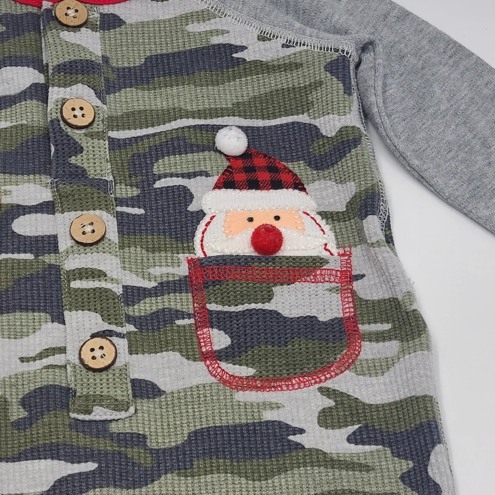 Mud Pie baby boy Christmas waffle romper size 3-6 months